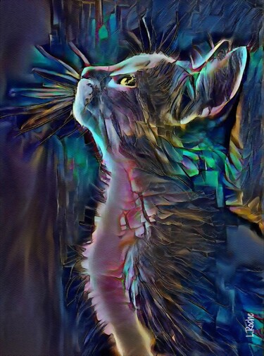Arts numériques intitulée "Edmundo, cat - 70x5…" par L.Roche, Œuvre d'art originale, Acrylique