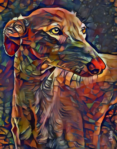 Digitale Kunst mit dem Titel "Galgo, dog" von L.Roche, Original-Kunstwerk, Acryl