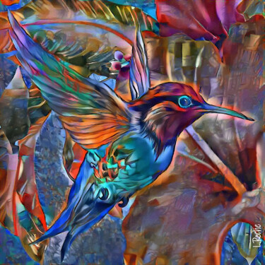 Digitale Kunst mit dem Titel "Colibri 2021" von L.Roche, Original-Kunstwerk, Acryl