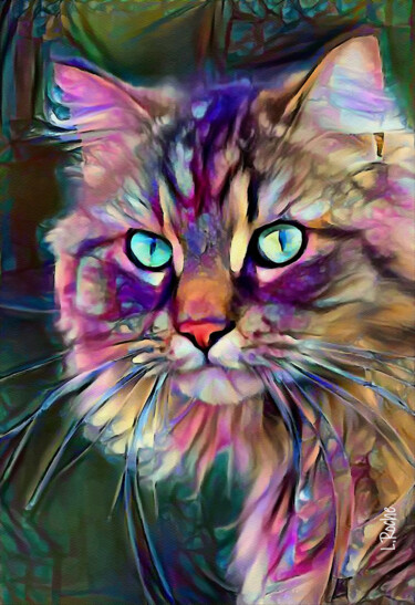 Digital Arts titled "Arif, cat - Mix med…" by L.Roche, Original Artwork, Acrylic