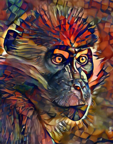 Digital Arts titled "Bagoo, monkey" by L.Roche, Original Artwork, Acrylic