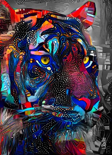 Arts numériques intitulée "Santo, Tiger  - Mix…" par L.Roche, Œuvre d'art originale, Acrylique