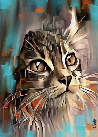 Цифровое искусство под названием "Mingus, cat - Mix m…" - L.Roche, Подлинное произведение искусства, Акрил