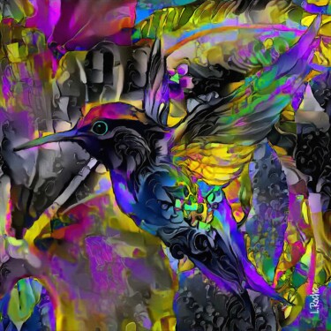 Digital Arts titled "Colibri Technicolor" by L.Roche, Original Artwork, Acrylic