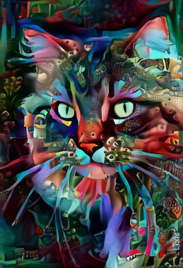 Digital Arts titled "Monzi, cat - Mix me…" by L.Roche, Original Artwork, Acrylic