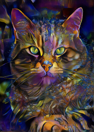 Digital Arts titled "Zaroo, cat - Mix me…" by L.Roche, Original Artwork, Acrylic