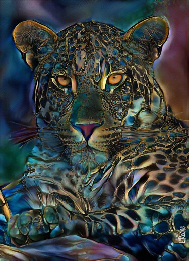 Arts numériques intitulée "Laria, leopard" par L.Roche, Œuvre d'art originale, Acrylique