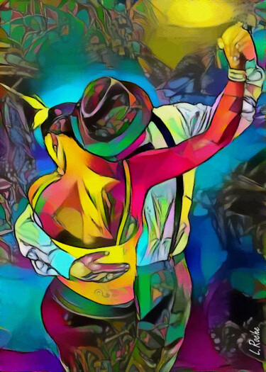 Digitale Kunst mit dem Titel "Tango de Verano" von L.Roche, Original-Kunstwerk, Acryl