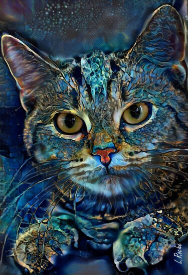 Digital Arts titled "Farizzo, cat - Mix…" by L.Roche, Original Artwork, Acrylic