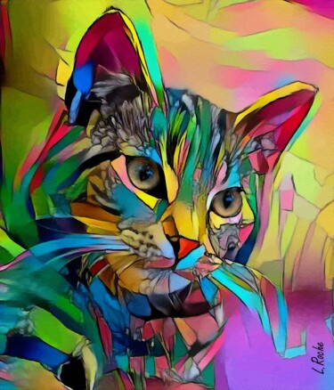 Digital Arts titled "Berrik, cat - Mix m…" by L.Roche, Original Artwork, Ink