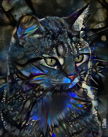 Artes digitais intitulada "Mitch, cat - Mix me…" por L.Roche, Obras de arte originais, Tinta