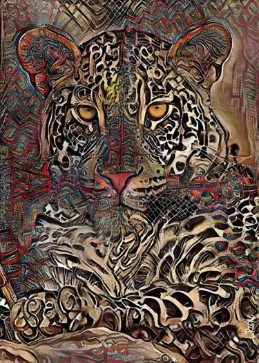 Digital Arts titled "Selkis, leopard" by L.Roche, Original Artwork, Acrylic