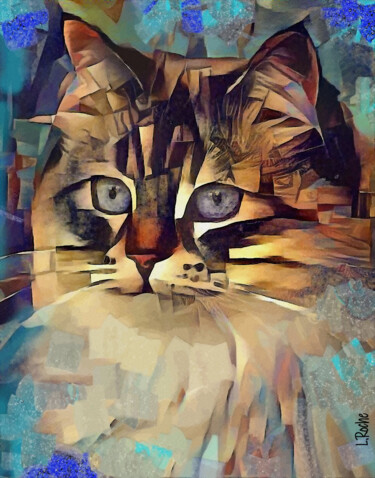 Digitale Kunst getiteld "Borekk, cat - Mix m…" door L.Roche, Origineel Kunstwerk, Acryl