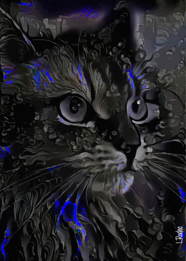 Digital Arts titled "Diego blue, cat - M…" by L.Roche, Original Artwork, Acrylic