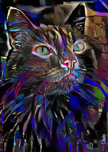 Digitale Kunst getiteld "Arfy, cat - Mix med…" door L.Roche, Origineel Kunstwerk, Acryl