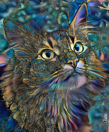 Digitale Kunst getiteld "Karmelio, cat - Mix…" door L.Roche, Origineel Kunstwerk, Acryl