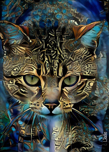 Digital Arts titled "Miggo, cat - Mix me…" by L.Roche, Original Artwork, Acrylic