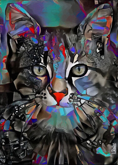 Digital Arts titled "Kalum, cat" by L.Roche, Original Artwork, Acrylic