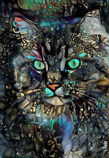 Arts numériques intitulée "Ojitos, cat" par L.Roche, Œuvre d'art originale, Acrylique