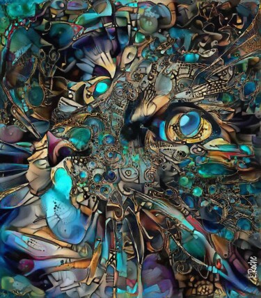 Digital Arts titled "Amory , cat" by L.Roche, Original Artwork, Acrylic