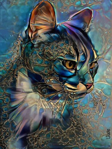 Arts numériques intitulée "Zaho Jr, cat" par L.Roche, Œuvre d'art originale, Acrylique
