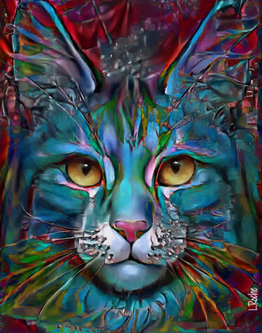 Arts numériques intitulée "Zaffy, cat" par L.Roche, Œuvre d'art originale, Acrylique