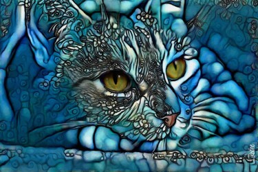 Digital Arts titled "Serenity, cat" by L.Roche, Original Artwork, Acrylic