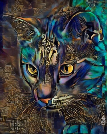 Arts numériques intitulée "Phyl, cat" par L.Roche, Œuvre d'art originale, Acrylique