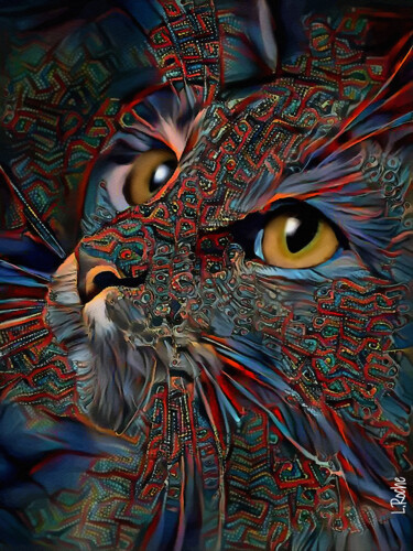 Digital Arts titled "Francy, cat" by L.Roche, Original Artwork, Acrylic