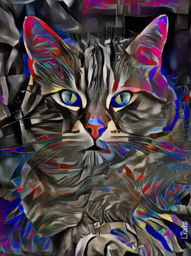 Arts numériques intitulée "Sachako, cat" par L.Roche, Œuvre d'art originale, Acrylique