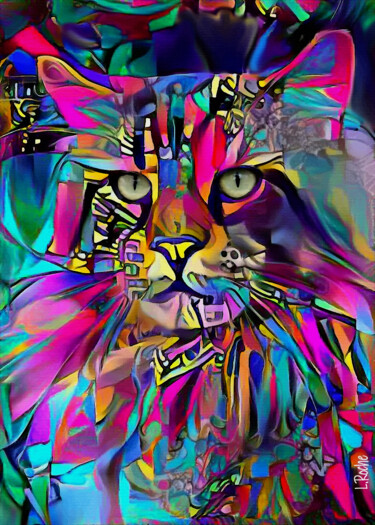 Digital Arts titled "Syri, cat" by L.Roche, Original Artwork, Acrylic