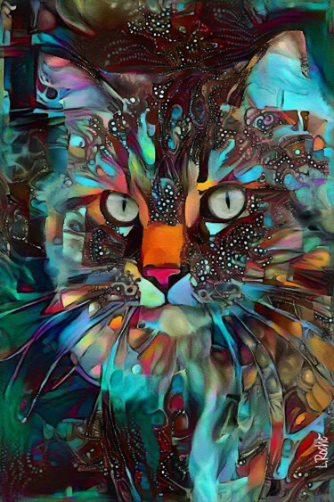 Arts numériques intitulée "Alvira, cat" par L.Roche, Œuvre d'art originale, Acrylique