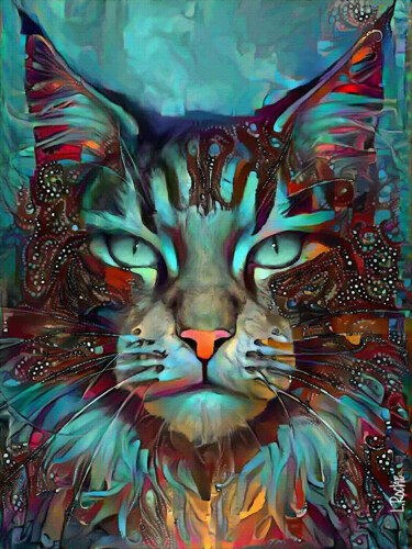 Digital Arts titled "Brinco, cat" by L.Roche, Original Artwork, Acrylic