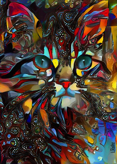 Arts numériques intitulée "Karlyta, cat" par L.Roche, Œuvre d'art originale, Acrylique