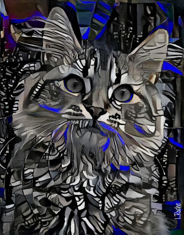 Arts numériques intitulée "Mishal, cat" par L.Roche, Œuvre d'art originale, Acrylique