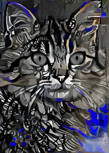 Digital Arts titled "Miribelle, cat" by L.Roche, Original Artwork, Acrylic