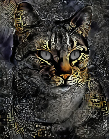 Arts numériques intitulée "Santyblack, cat" par L.Roche, Œuvre d'art originale, Acrylique