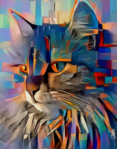 Digital Arts titled "Chatine, cat" by L.Roche, Original Artwork, Acrylic