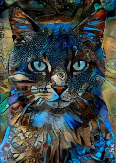 Digital Arts titled "Alvaro, cat" by L.Roche, Original Artwork, Acrylic