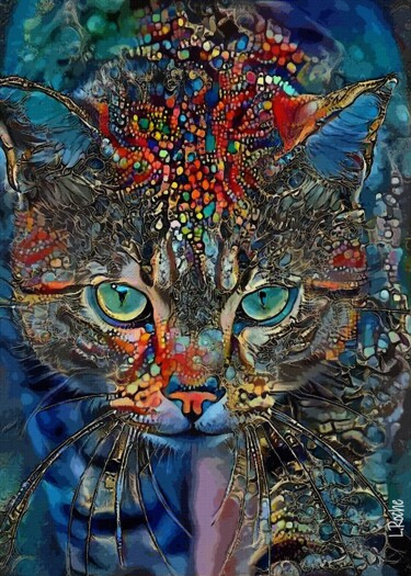 Arts numériques intitulée "Truan, cat" par L.Roche, Œuvre d'art originale, Acrylique