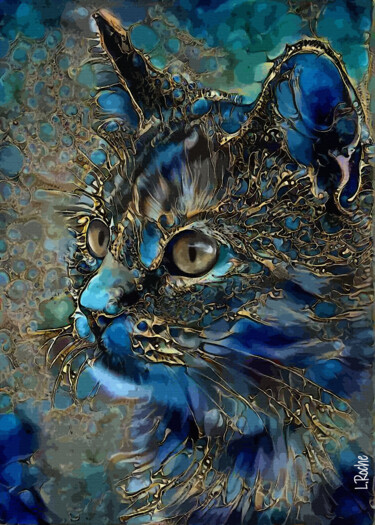 Arts numériques intitulée "Melizza, cat" par L.Roche, Œuvre d'art originale, Acrylique
