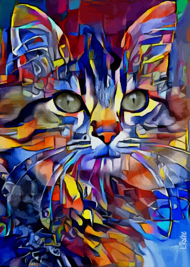 Digital Arts titled "Zunia, cat" by L.Roche, Original Artwork, Acrylic