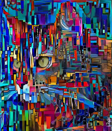 Цифровое искусство под названием "Citycat" - L.Roche, Подлинное произведение искусства, Акрил