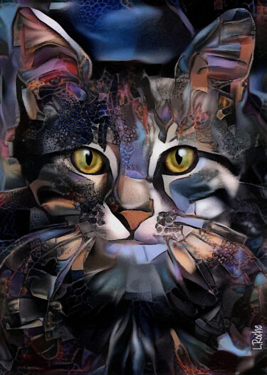 Digital Arts titled "Lélo , cat" by L.Roche, Original Artwork, Acrylic