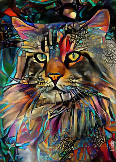 Digital Arts titled "Hassym, cat" by L.Roche, Original Artwork, Acrylic