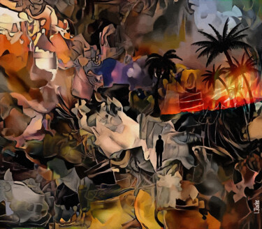Arte digital titulada "Fuego en la Palma" por L.Roche, Obra de arte original, Trabajo Digital 2D