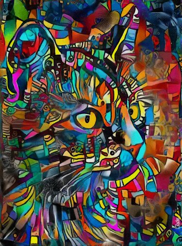 Digital Arts titled "Ugür, cat" by L.Roche, Original Artwork, Acrylic