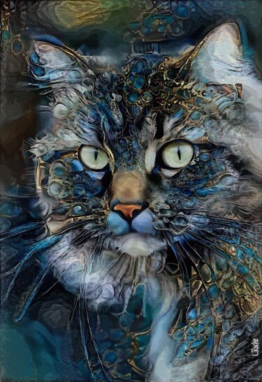 Digital Arts titled "Alma, cat" by L.Roche, Original Artwork, Acrylic