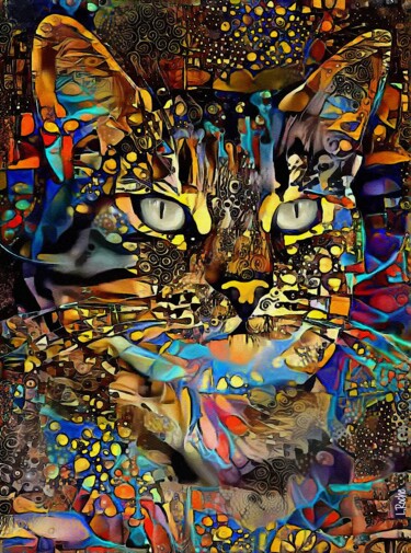 Digital Arts titled "Aladina, cat" by L.Roche, Original Artwork, Acrylic