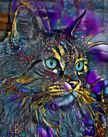 Digital Arts titled "Figaroo, cat" by L.Roche, Original Artwork, Acrylic